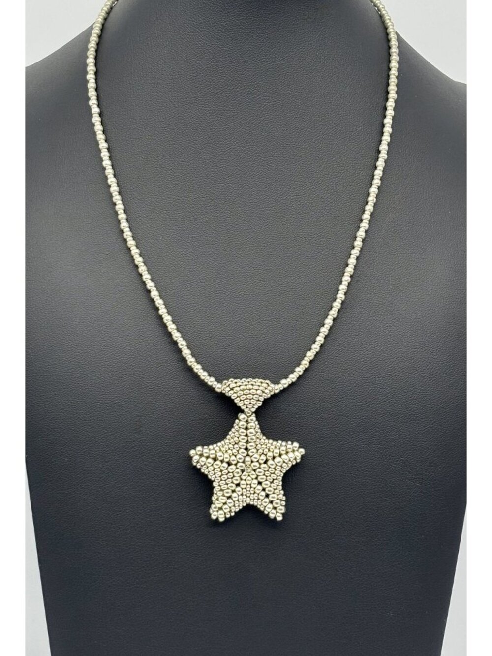 Artisan-Made Beaded Figural Starfish Necklace With Seed Beads Swarovski Crystals